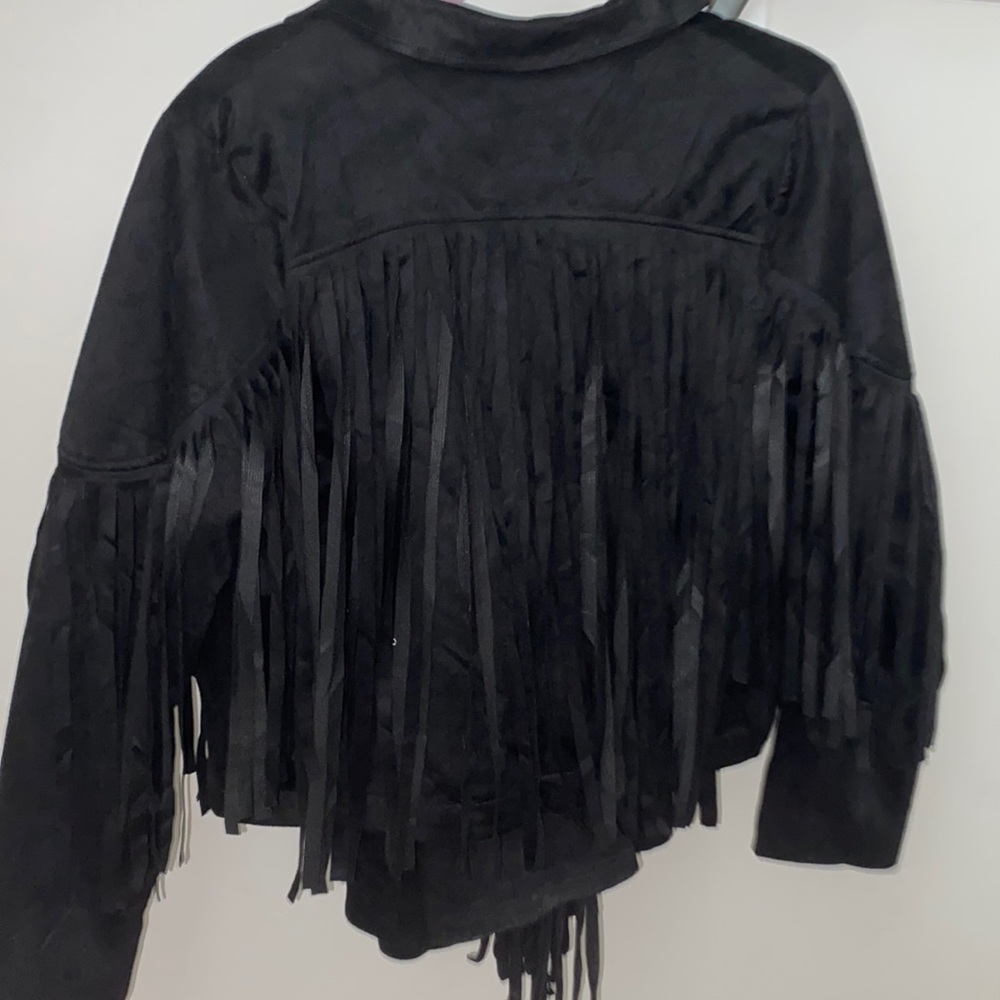 Black ruffle jacket M SHEIN